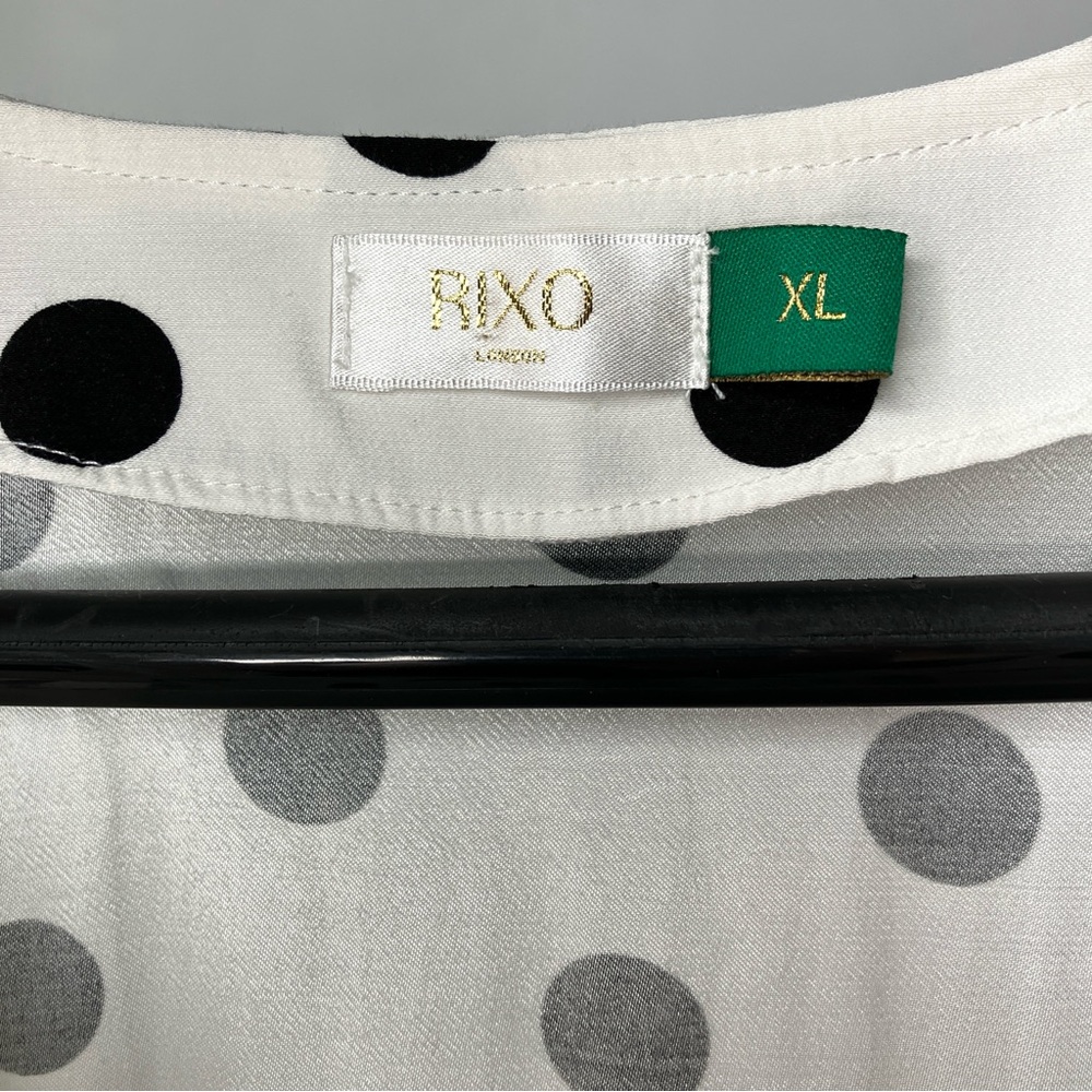 RIXO London Laura Button Down Mini Dress in Black & White Polka Dot XL - Picture 3 of 12